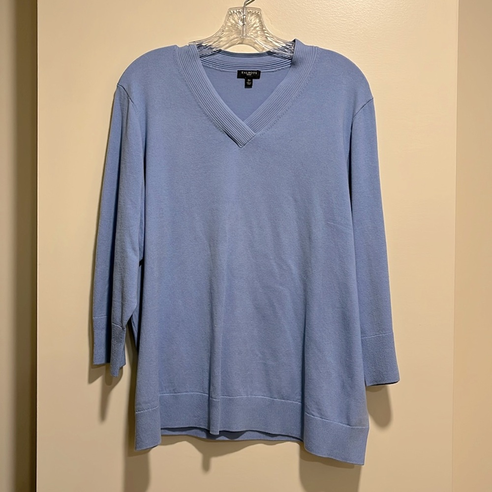 Talbots size 3X blue 3/4 sleeve sweater